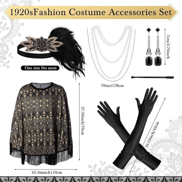 1920s Flapper Costume Accessories Set for Women Vintage Gatsby Party main image 5